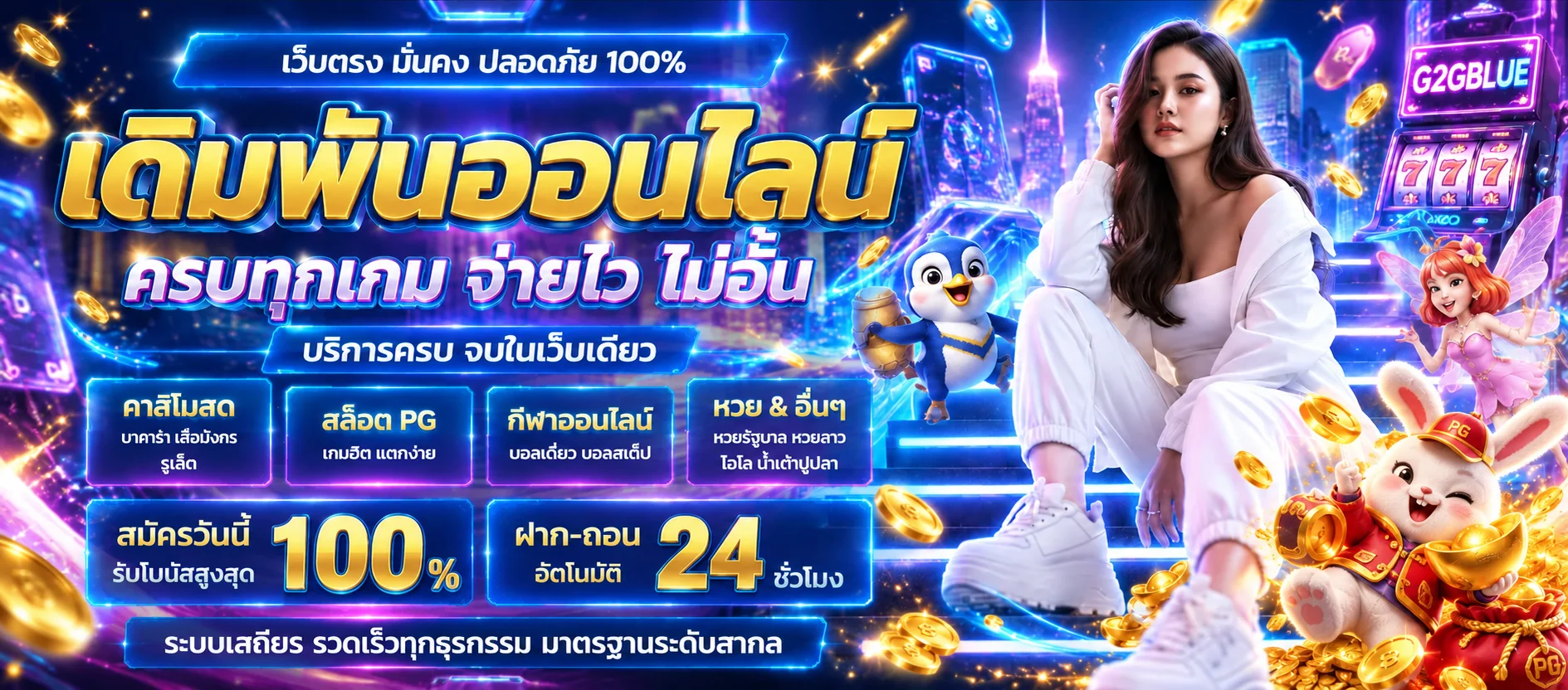 แบนเนอร์สล็อตออนไลน์ G2GBLUE และเกม PG